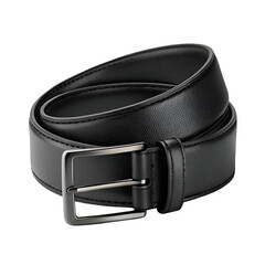 Black leather belt isolated on transparent background perfect for fashion accessories and clothing design