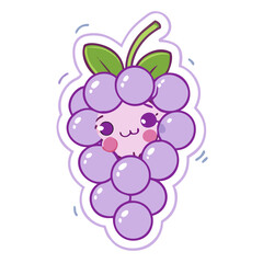 Dizzy Grape Kawaii Vector Icon – Cute Purple Grape Character with Spiral Eyes and Wavy Mouth