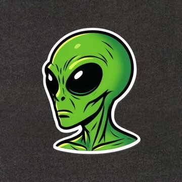 Green alien sticker animation isolated asset, transparent 4K video, alpha channel, ProRes 4444