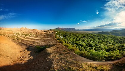 contrasting landscapes lush verdure and arid desolation