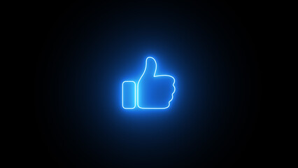 The neon-like icon. Neon Thumb up like symbol. Neon colorful Thumbs up like icon outline stroke.
