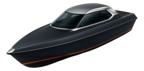 Interceptor patrol boat with sharp prow and aerodynamic canopy