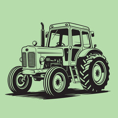 Obraz premium Vintage Tractor Illustration Classic Farm Machinery Design