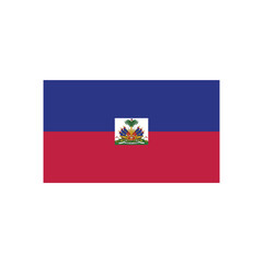 A depiction of the national flag of haiti featuring a blue and red bicolour with a central coat of arms