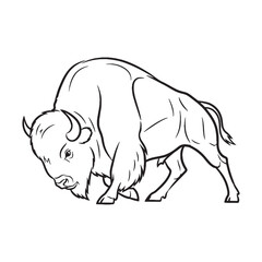 Imposing Bison Grand Presence Captured - Bison vector - Bison Line art - Bison Drawing - Vector Lineart of Bison - Bison illustration - its formidable natural imposing might

