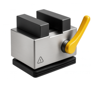 Magnetic vise with a quick-release lever for holding small components in an electronics assembly line