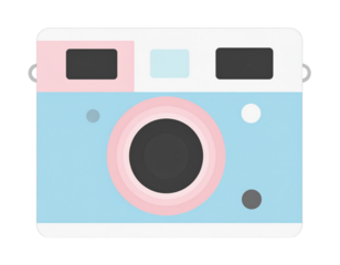 pastel aesthetic Polaroid camera illustration, transparent background
