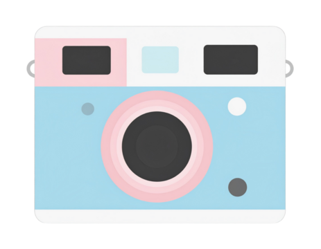 pastel aesthetic Polaroid camera illustration, transparent background