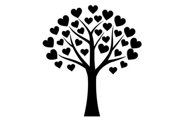 Obraz premium Heart Tree Silhouette Vector for Love and Nature Designs