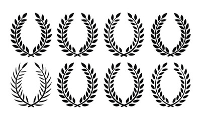 Laurel Wreath Collection: A collection of eight elegant laurel wreaths, each symbolizing achievement and victory. Perfect for conveying a sense of prestige and honor.