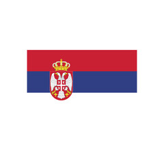 Illustration of the serbian flag with a coat of arms featuring a double headed eagle and a crown design