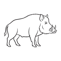 Summarizing Boar Key Qualities Outlined - Boar vector - Boar Line art - Boar Drawing - Vector Lineart of Boar - Boar illustration - its rugged wild static portrayal

