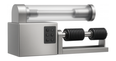 CO2 laser printer with a sealed laser tube and rotary attachment for marking cylindrical objects in a glassware production facility