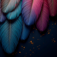 Abstract Arrangement of Vibrant Purple and Teal Leaves