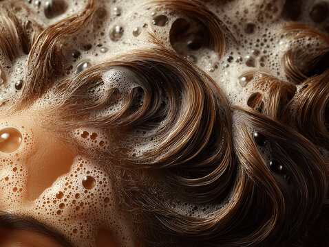 Fresh Cleanse: Macro Shot of Afro Hair in Foamy Water