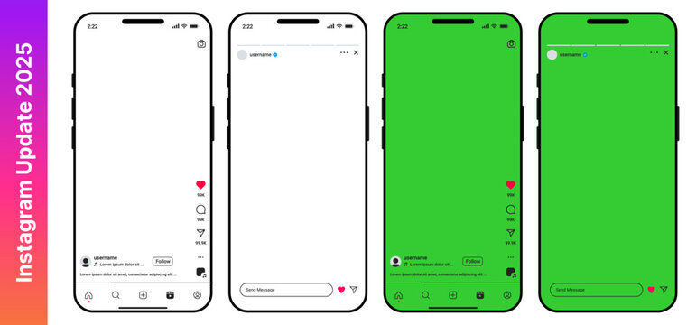 Instagram iPhone 16 template for reels and story post layout, feed design mockup in social media app