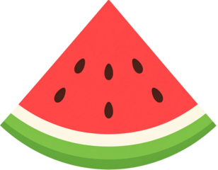 summer watermelon slice with smiley face, cartoon style, transparent background