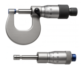 Manual micrometer with a ratchet stop for precise thickness measurement in a sheet metal workshop
