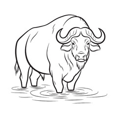 Classic Buffalo Aura - Buffalo vector - Buffalo Line art - Buffalo Drawing - Vector Lineart of Buffalo - Buffalo icon - formidable essence

