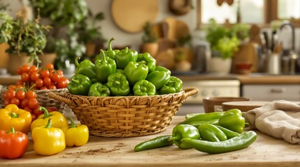 Fresh Vegetables Arranged in a Cozy Kitchen for Preparation and Cooking