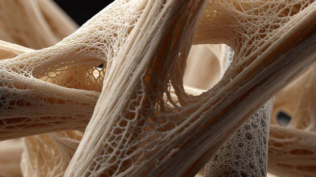 Bone strength concept revealing detailed porous structure of tissue with intricate trabeculae network providing essential support and durability