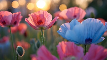 Beautiful poppy flowers field photography wallpaper background image stock photo hd