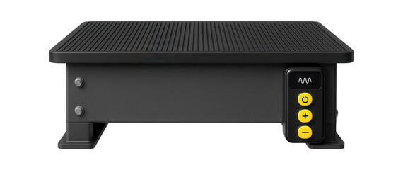 Rectangular vibrating table with rubberized surface and frequency control for a concrete precast factory