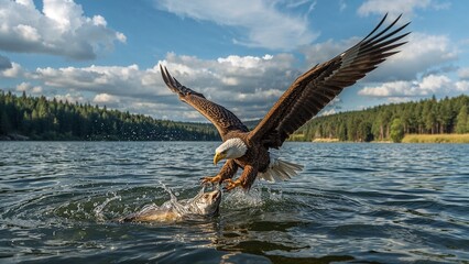 Bald Eagle Catching Fish