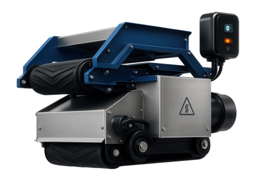 Eddy current separator with an automated feed system and real-time monitoring for continuous operation in large-scale recycling plants