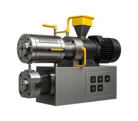 Film extrusion machine with a vented barrel and die face cutter for pelletizing recycled film in a production facility.