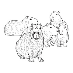 Detailing Capybara Attributes - Capybara vector - Capybara Line art - Capybara Drawing - Vector Lineart of Capybara - Capybara illustration - every inherent aspect

