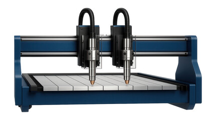 Large-format plasma cutter with dual torches and synchronized drive motors for heavy machinery production