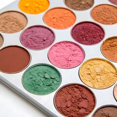 Colorful eyeshadow palette with a variety of vibrant and earthy tones. Perfect for creating diverse makeup looks