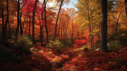 Autumn Forest with Vibrant Fall Colors.