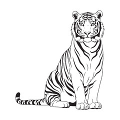 Tiger's Inherent Spirit - Tiger vector - Tiger Line art - Tiger Drawing - Vector Lineart of Tiger - Tiger illustration - reflecting its true wild soul

