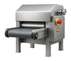 Compact skinning machine with a conveyor belt and adjustable blade height for a poultry processing facility