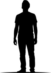 Silhouette of a Man Full Body Vector EPS Illustration, Standing Pose, Male Figure, Black and White Graphic