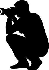 Silhouette of a Photographer Capturing a Moment Stock Photo, EPS Vector Illustration