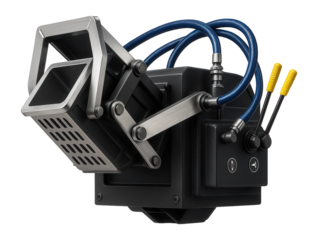 Gravity die casting machine with a tilting frame and venting system for non-ferrous metal casting.
