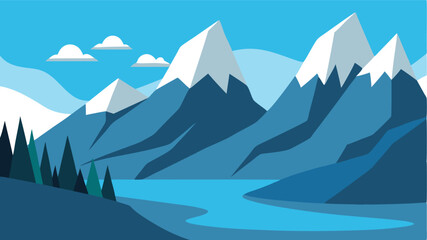 winter landscape with mountains