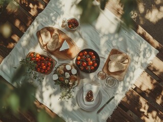 Rustic Table Setting Outdoors Photo