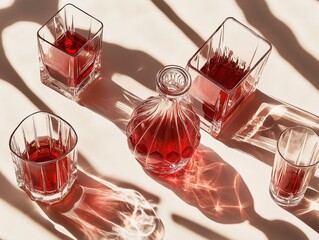 Elegant Glass Decanters Abstract Photo
