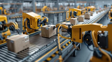 Automated sorting system in a large distribution center processing packages efficiently - Powered by Adobe