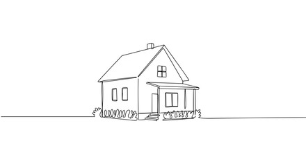 Simple line drawing of a house isolated on transparent background  