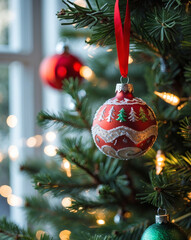 Warm holiday spirit captured in a beautifully decorated Christmas tree adorned with colorful ornaments and soft glowing lights