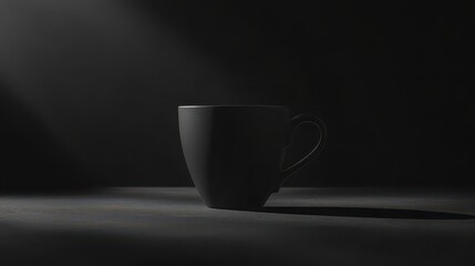 Dark  still life of a single mug.