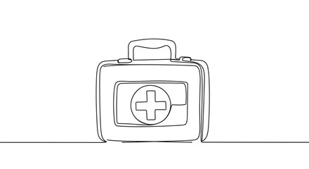First aid kit line drawing on transparent background  