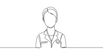 Outline of a healthcare professional in a lab coat on transparent background  
