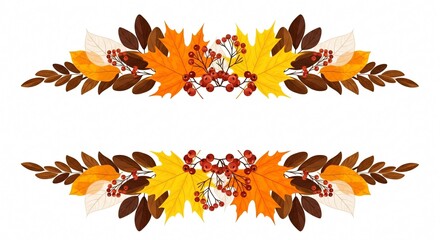 Autumn Leaf Border Fall Foliage Design Element