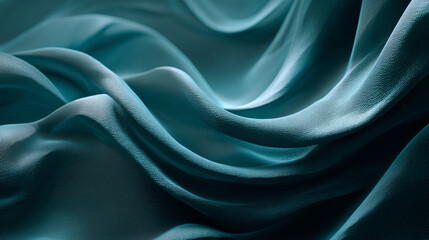 Teal silk scarf floating in the air